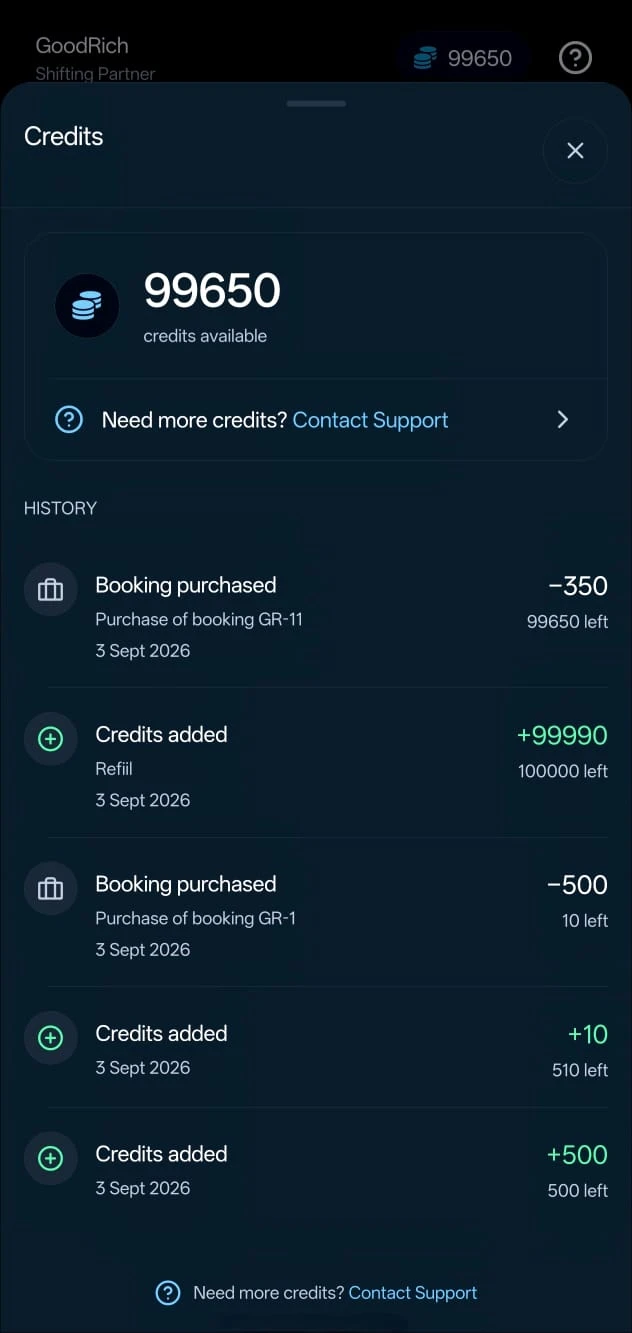 Credits Wallet & Ledger