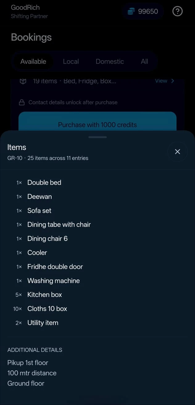 Booking Details & Inventory